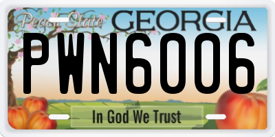 GA license plate PWN6006