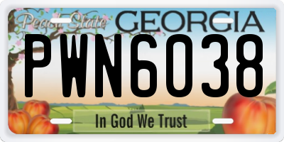 GA license plate PWN6038
