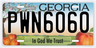 GA license plate PWN6060