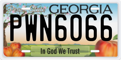 GA license plate PWN6066