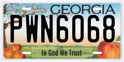 GA license plate PWN6068