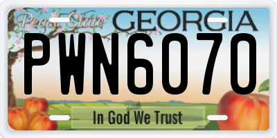GA license plate PWN6070