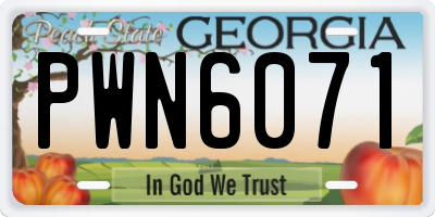 GA license plate PWN6071