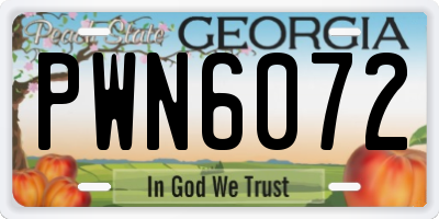 GA license plate PWN6072