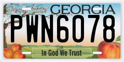 GA license plate PWN6078