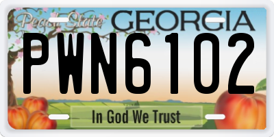 GA license plate PWN6102
