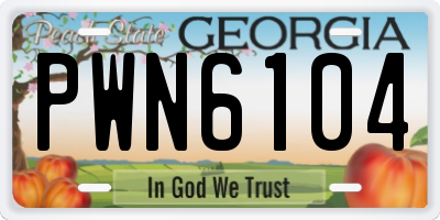 GA license plate PWN6104