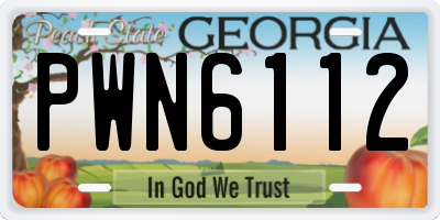 GA license plate PWN6112