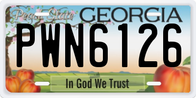 GA license plate PWN6126