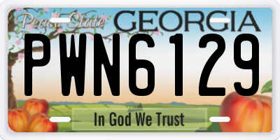 GA license plate PWN6129