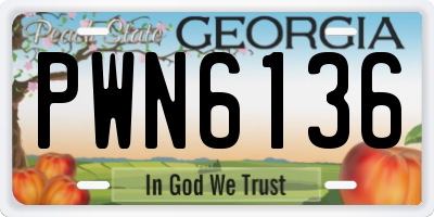 GA license plate PWN6136