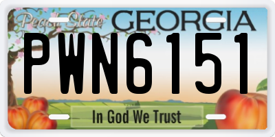 GA license plate PWN6151