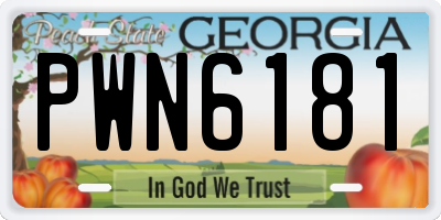 GA license plate PWN6181