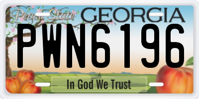 GA license plate PWN6196