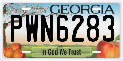 GA license plate PWN6283