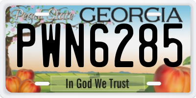 GA license plate PWN6285