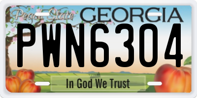 GA license plate PWN6304