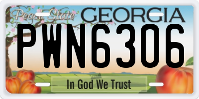 GA license plate PWN6306