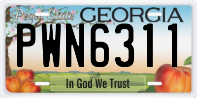 GA license plate PWN6311