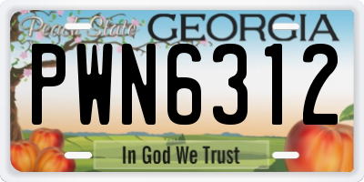 GA license plate PWN6312