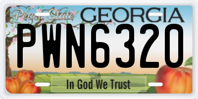 GA license plate PWN6320