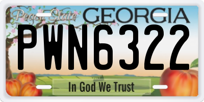 GA license plate PWN6322