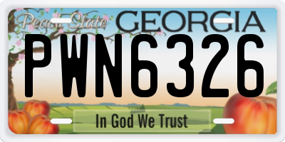 GA license plate PWN6326