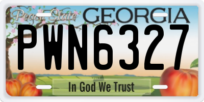 GA license plate PWN6327