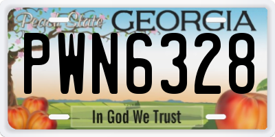 GA license plate PWN6328
