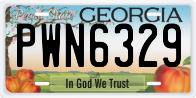 GA license plate PWN6329