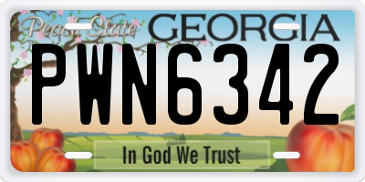 GA license plate PWN6342
