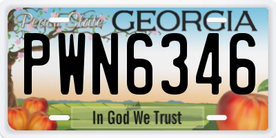 GA license plate PWN6346