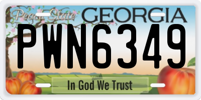 GA license plate PWN6349