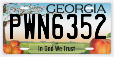 GA license plate PWN6352