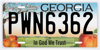 GA license plate PWN6362