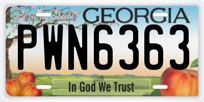 GA license plate PWN6363