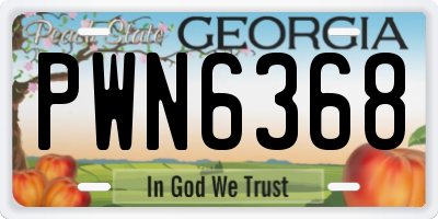 GA license plate PWN6368