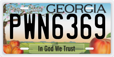 GA license plate PWN6369