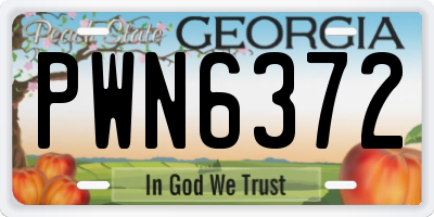 GA license plate PWN6372