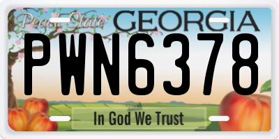 GA license plate PWN6378