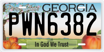GA license plate PWN6382