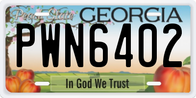 GA license plate PWN6402