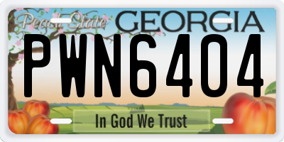 GA license plate PWN6404