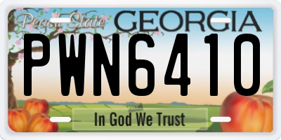 GA license plate PWN6410