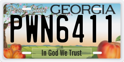 GA license plate PWN6411