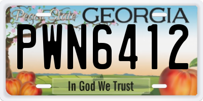 GA license plate PWN6412
