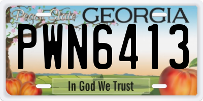 GA license plate PWN6413