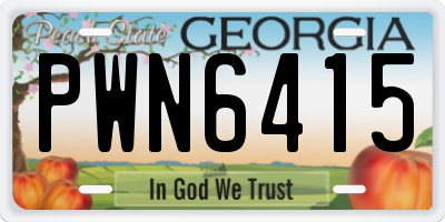 GA license plate PWN6415