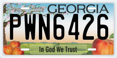 GA license plate PWN6426