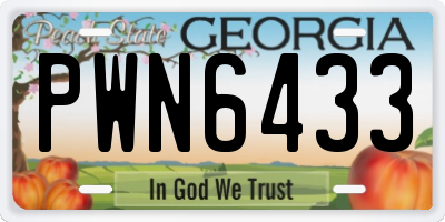 GA license plate PWN6433